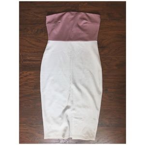 Boohoo Plunge Bandeau Dress Color Block Midi